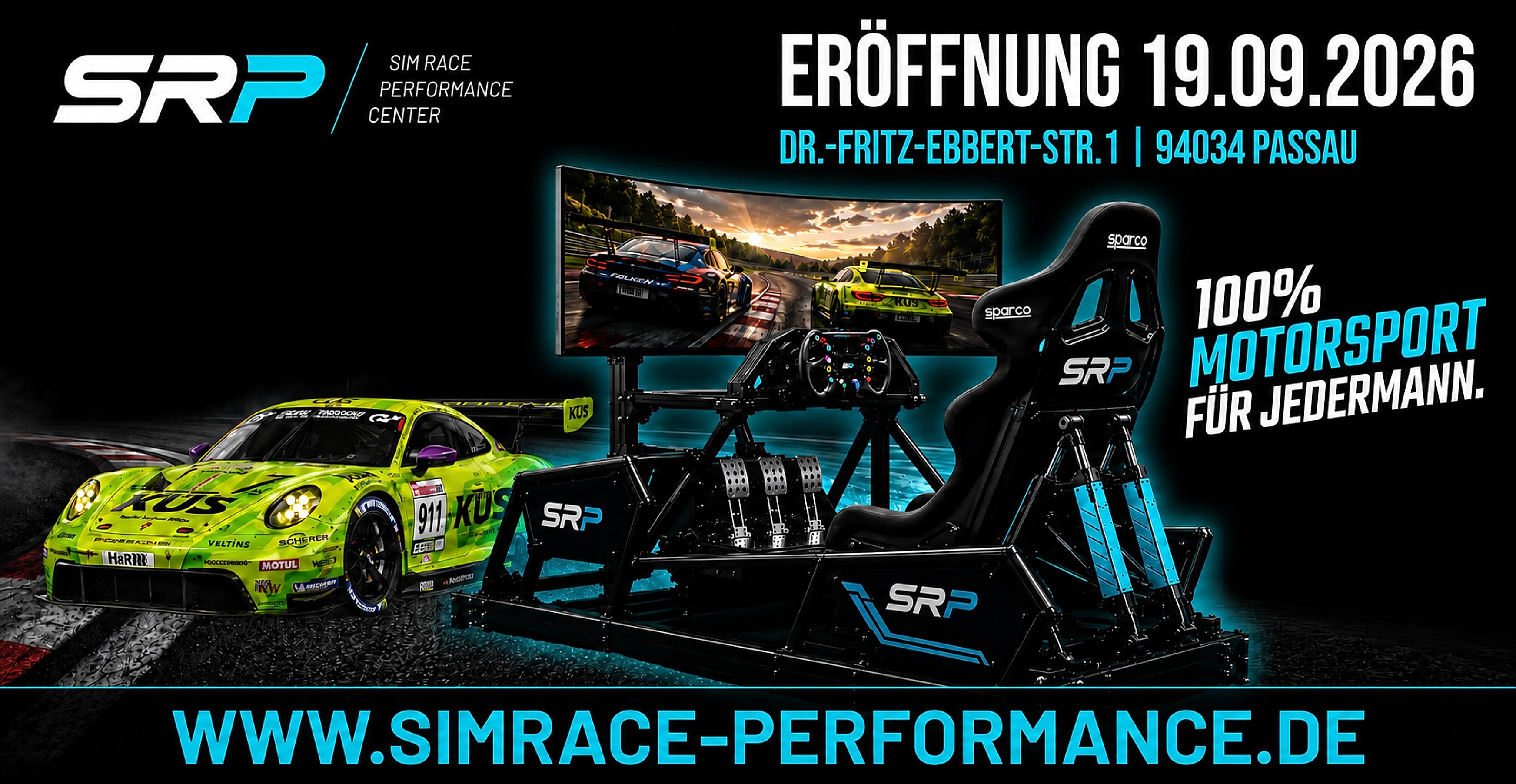 SimRace Performance Center – Full Motion Racing, Eröffnung 19.09.2026, Dr.-Fritz-Ebbert-Str. 1, 94034 Passau